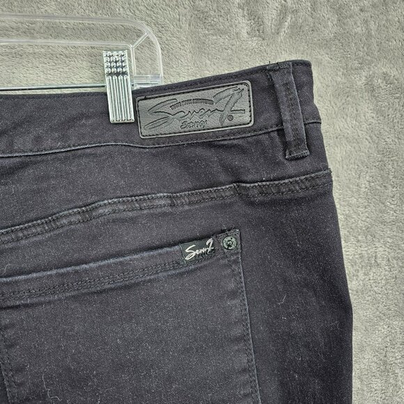Seven7 Jeans Luxe Skinny 24 Black Embellished Bling Plus Cotton Stretch Boho New - Picture 13 of 14